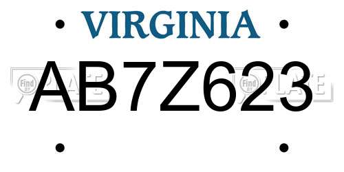 AB7Z623 Virginia License Plate