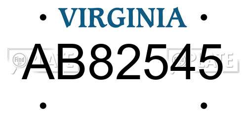 AB82545 Virginia License Plate