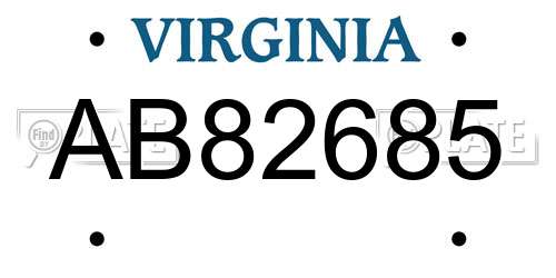 AB82685 Virginia License Plate