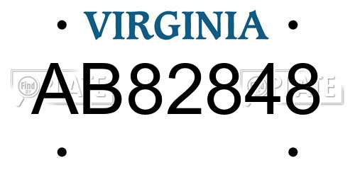 AB82848 Virginia License Plate