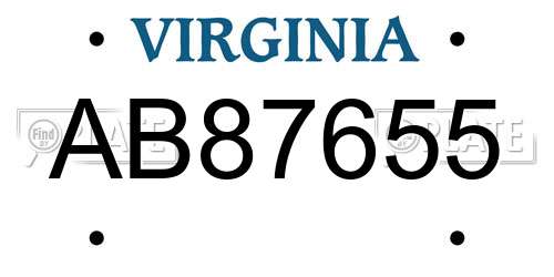 AB87655 Virginia License Plate