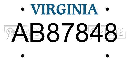 AB87848 Virginia License Plate