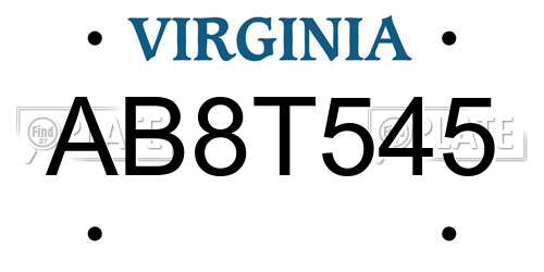 AB8T545 Virginia License Plate