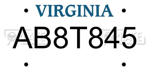 AB8T845 Virginia License Plate