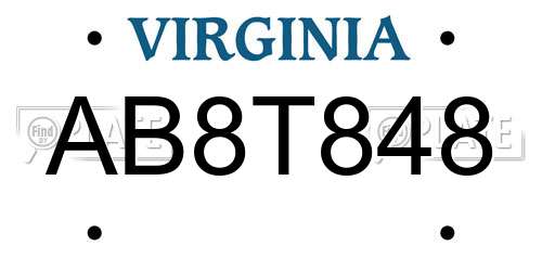 AB8T848 Virginia License Plate