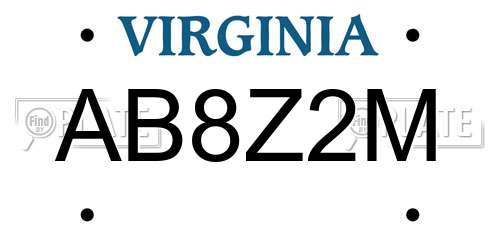 AB8Z2M Virginia License Plate