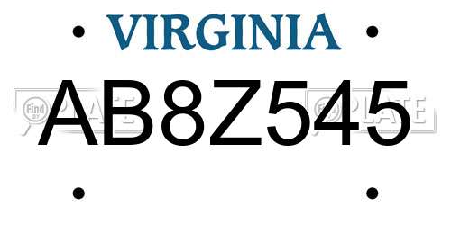 AB8Z545 Virginia License Plate