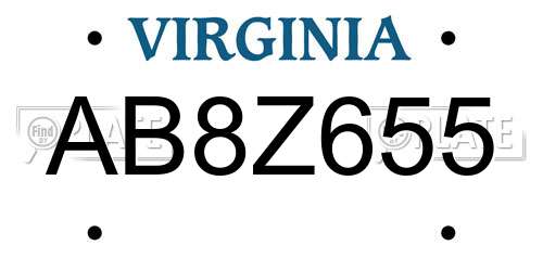 AB8Z655 Virginia License Plate