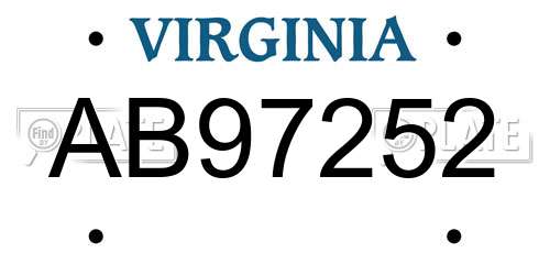 AB97252 Virginia License Plate