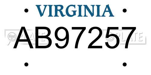 AB97257 Virginia License Plate