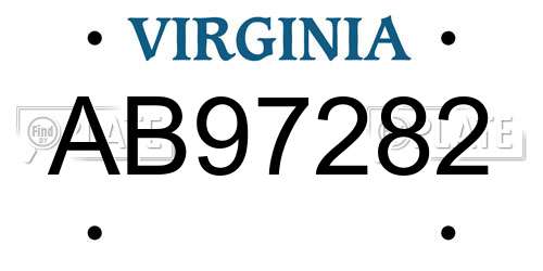 AB97282 Virginia License Plate