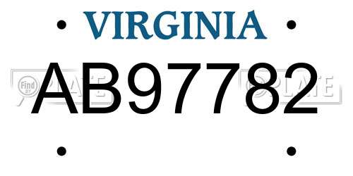 AB97782 Virginia License Plate