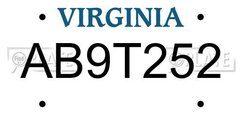 AB9T252 Virginia License Plate