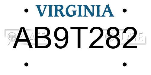 AB9T282 Virginia License Plate