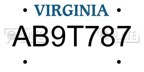 AB9T787 Virginia License Plate