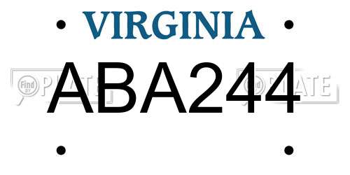 ABA244 Virginia License Plate