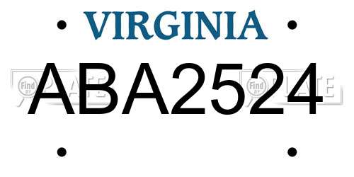 ABA2524 Virginia License Plate