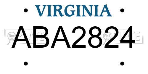 ABA2824 Virginia License Plate