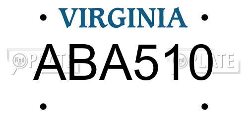 ABA510 Virginia License Plate