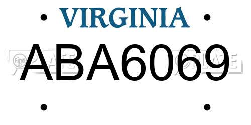 ABA6069 Virginia License Plate