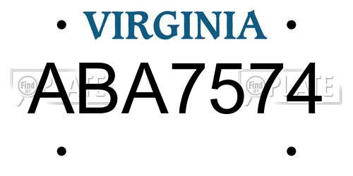 ABA7574 Virginia License Plate