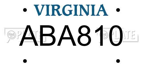 ABA810 Virginia License Plate