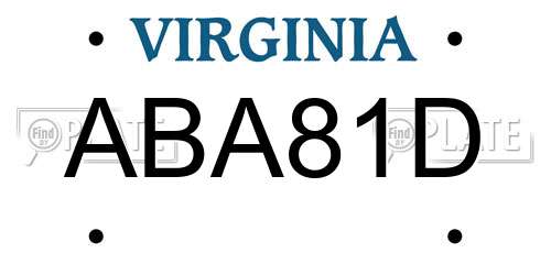 ABA81D Virginia License Plate