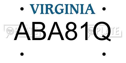 ABA81Q Virginia License Plate