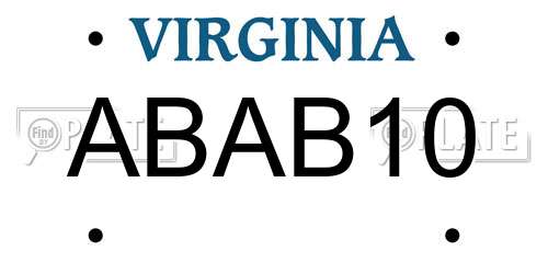 ABAB10 Virginia License Plate