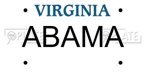 ABAMA Virginia License Plate