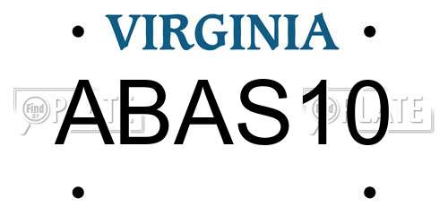 ABAS10 Virginia License Plate