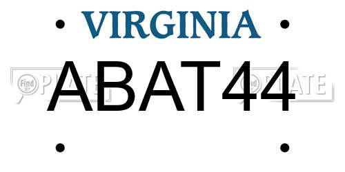 ABAT44 Virginia License Plate