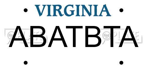 ABATBTA Virginia License Plate