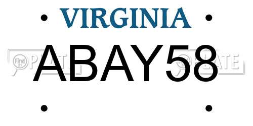 ABAY58 Virginia License Plate
