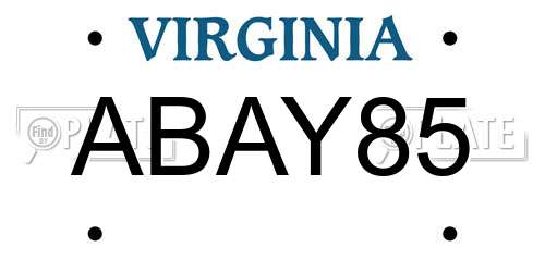 ABAY85 Virginia License Plate