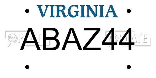 ABAZ44 Virginia License Plate