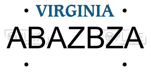 ABAZBZA Virginia License Plate