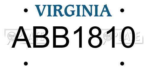 ABB1810 Virginia License Plate