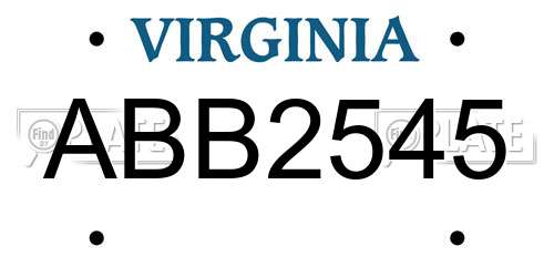 ABB2545 Virginia License Plate