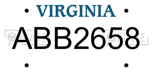 ABB2658 Virginia License Plate