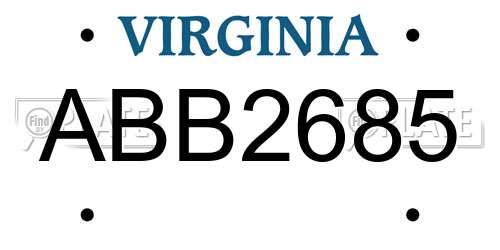 ABB2685 Virginia License Plate