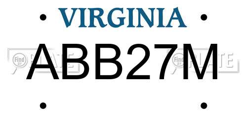 ABB27M Virginia License Plate