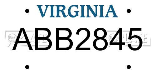 ABB2845 Virginia License Plate