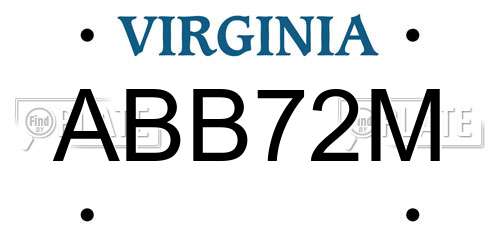 ABB72M Virginia License Plate