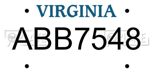 ABB7548 Virginia License Plate