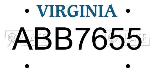 ABB7655 Virginia License Plate