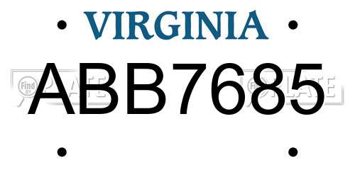 ABB7685 Virginia License Plate