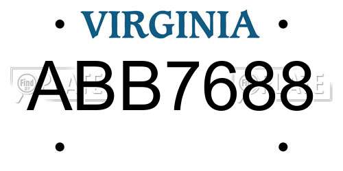 ABB7688 Virginia License Plate