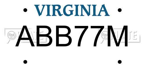 ABB77M Virginia License Plate
