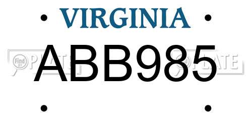 ABB985 Virginia License Plate